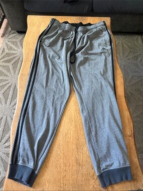 adidas Gray Athletic Jogger Sweatpants with Black Stripes